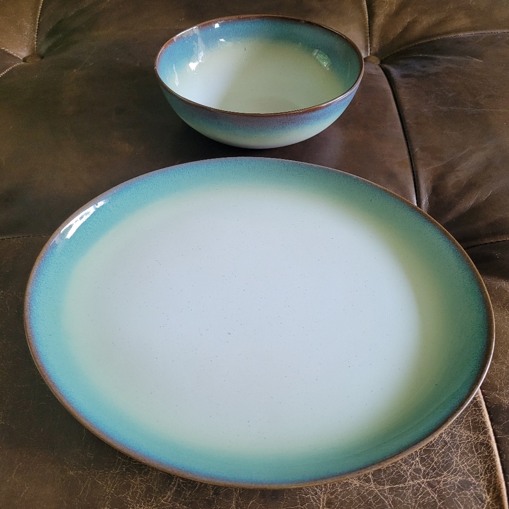 Peter Pots Pottery platter and small serving bowl